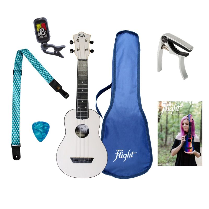 Flight TUS55 Travel Ukulele White Pack