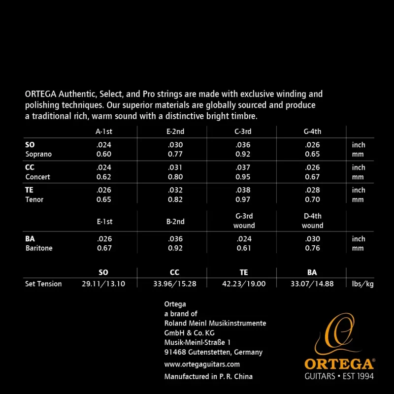 Corde per ukulele Ortega UKS-CC