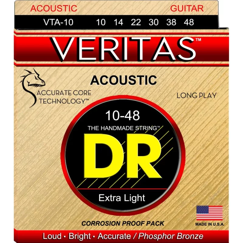Corde per chitarra acustica DR VTA-10 VERITAS