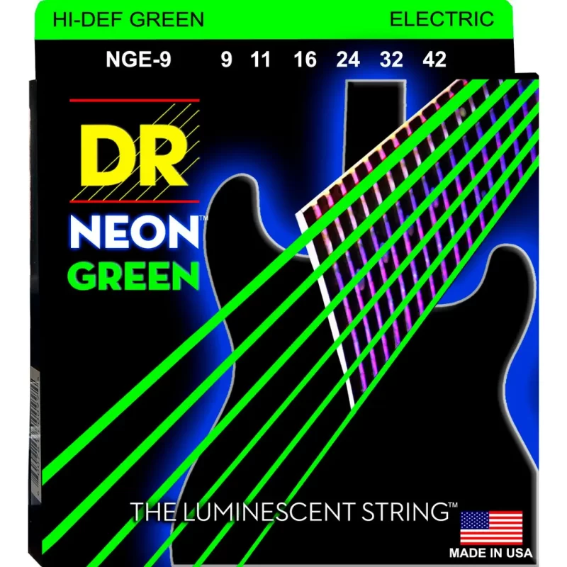Corde per chitarra elettrica DR NGE-9 NEON GREEN