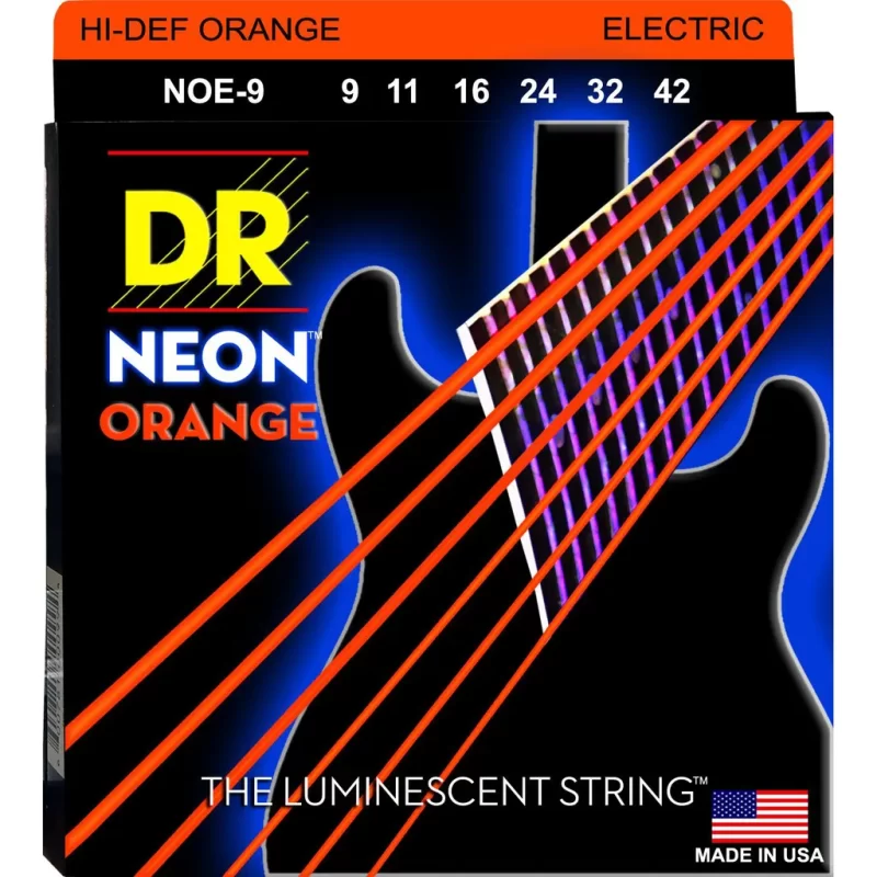 Corde per chitarra elettrica DR NOE-9 NEON ORANGE