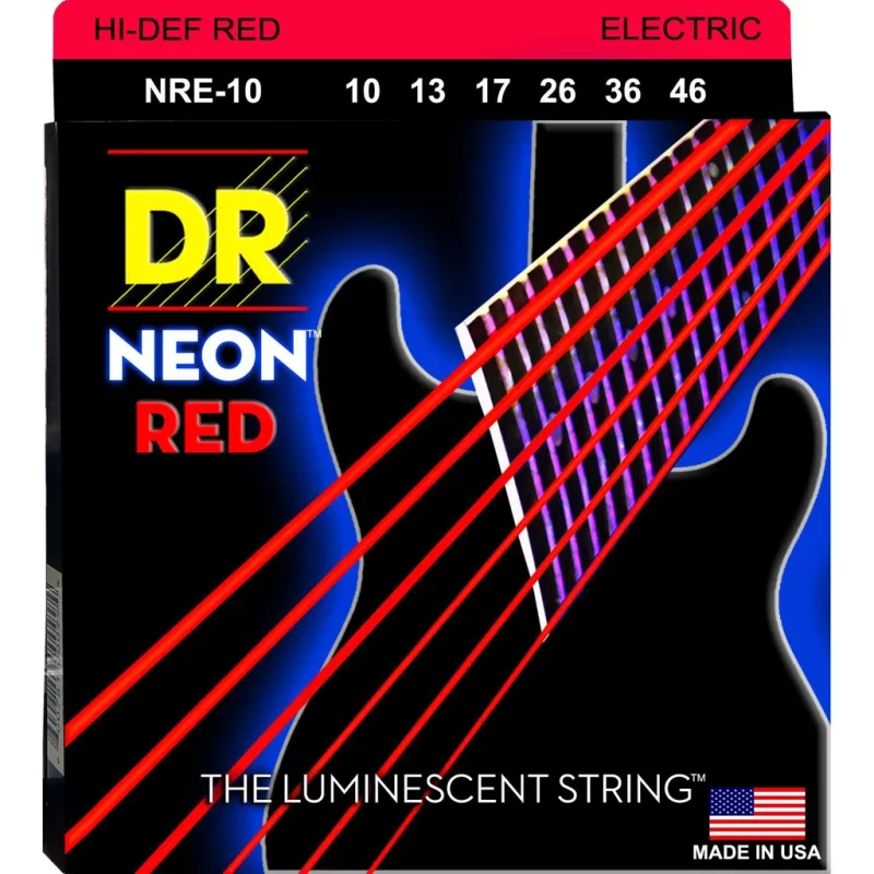 Corde per chitarra elettrica DR NRE-10 NEON RED