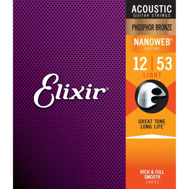 Set Corde per chitarra acustica ELIXIR 16052 Acoustic Phosphor Bronze NANOWEB