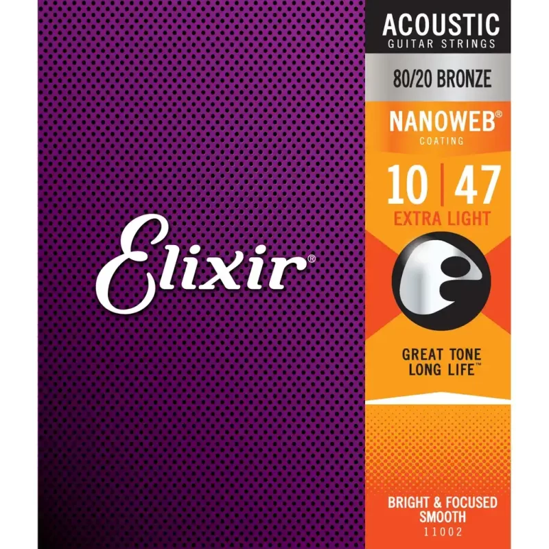 Set Corde per chitarra acustica ELIXIR 11002 Acoustic 80/20 Bronze NANOWEB
