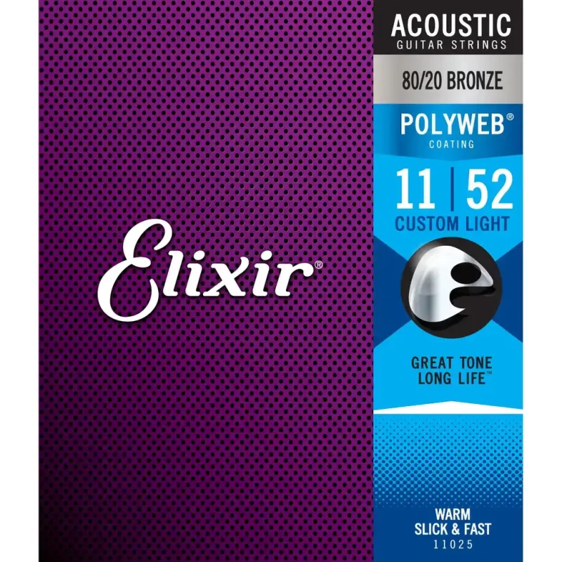 Set Corde per chitarra acustica ELIXIR 11025 Acoustic 80/20 Bronze POLYWEB