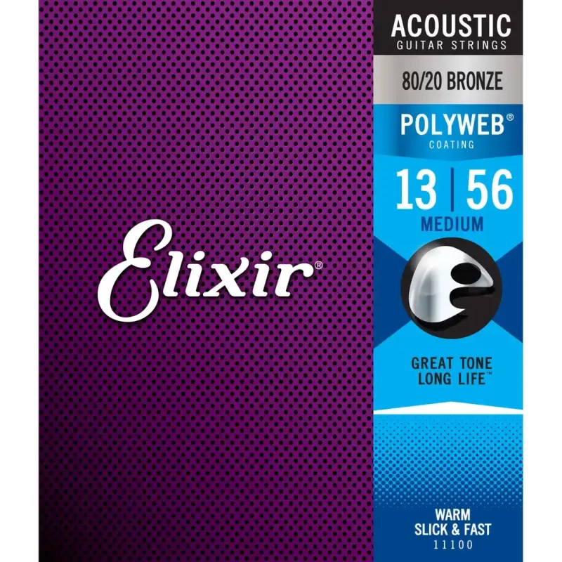 Set Corde per chitarra acustica ELIXIR 11100 Acoustic 80/20 Bronze POLYWEB