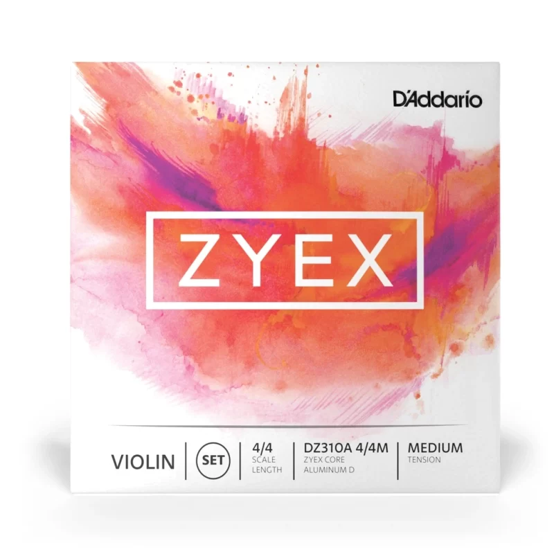 D'Addario DZ310A 4/4M Set di Corde Zyex per Violino con Corda D In Alluminio, Scala 4/4, Tensione Media