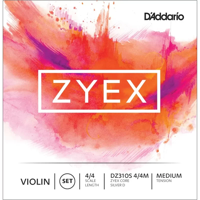 D'Addario DZ310S 4/4M Set di Corde Zyex per Violino con Corda D In Argento, Scala 4/4, Tensione Media